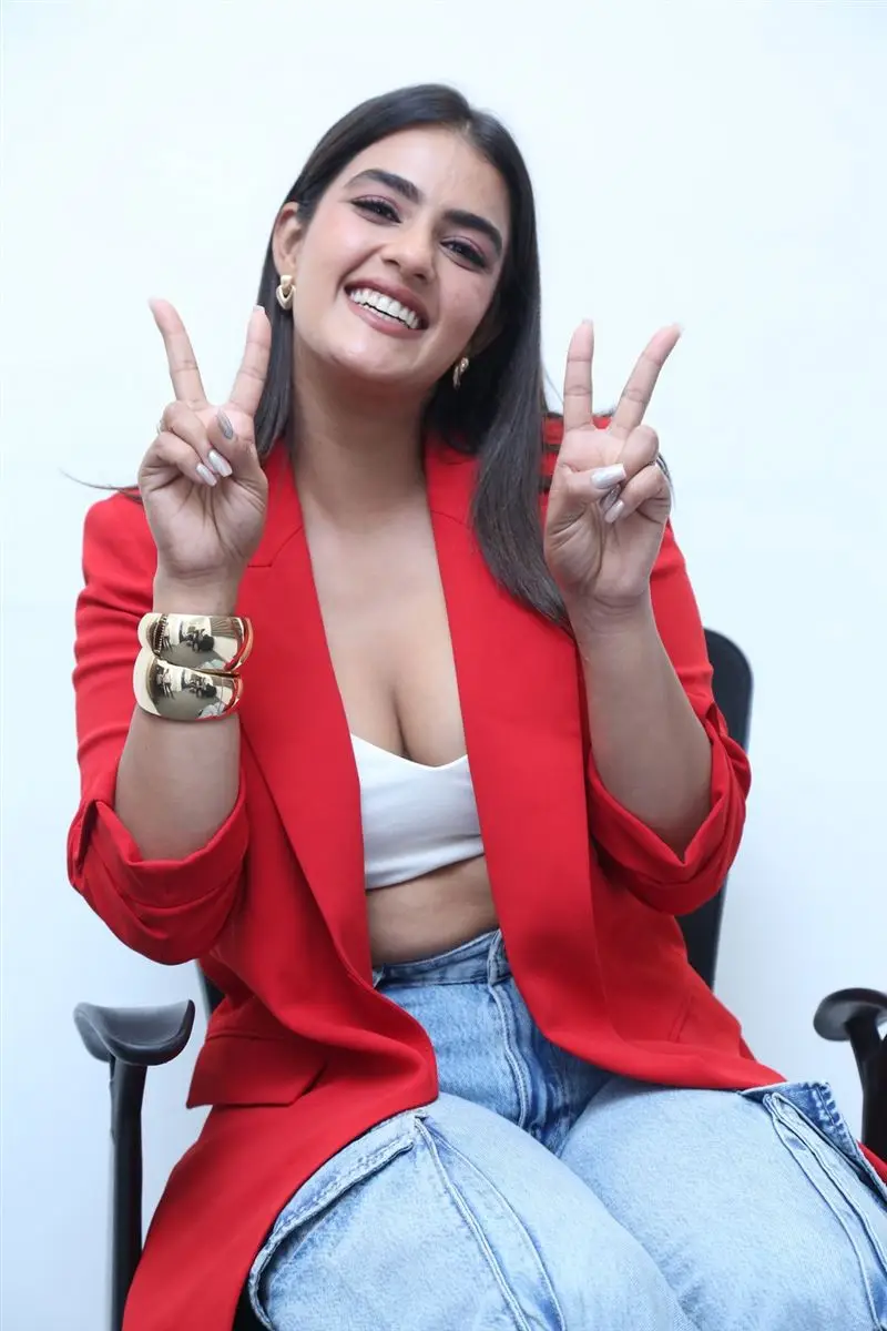 Kavya Thapar in Red Top Blue Jeans